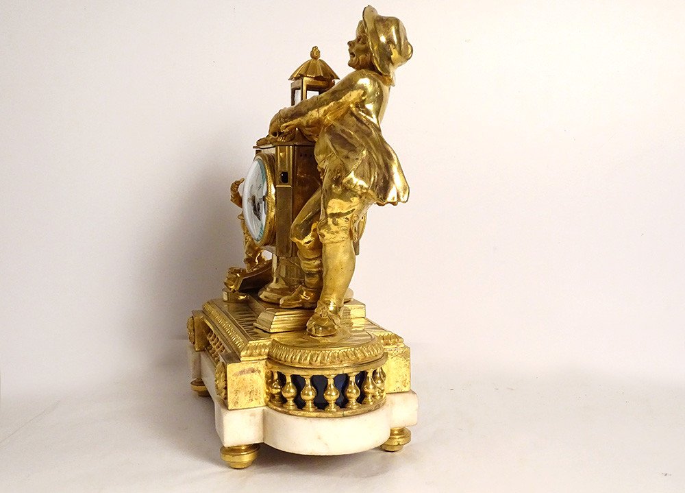 Pendulum Louis XVI Magic Lantern Children Gilt Bronze Marble Roque XVIIIè-photo-6