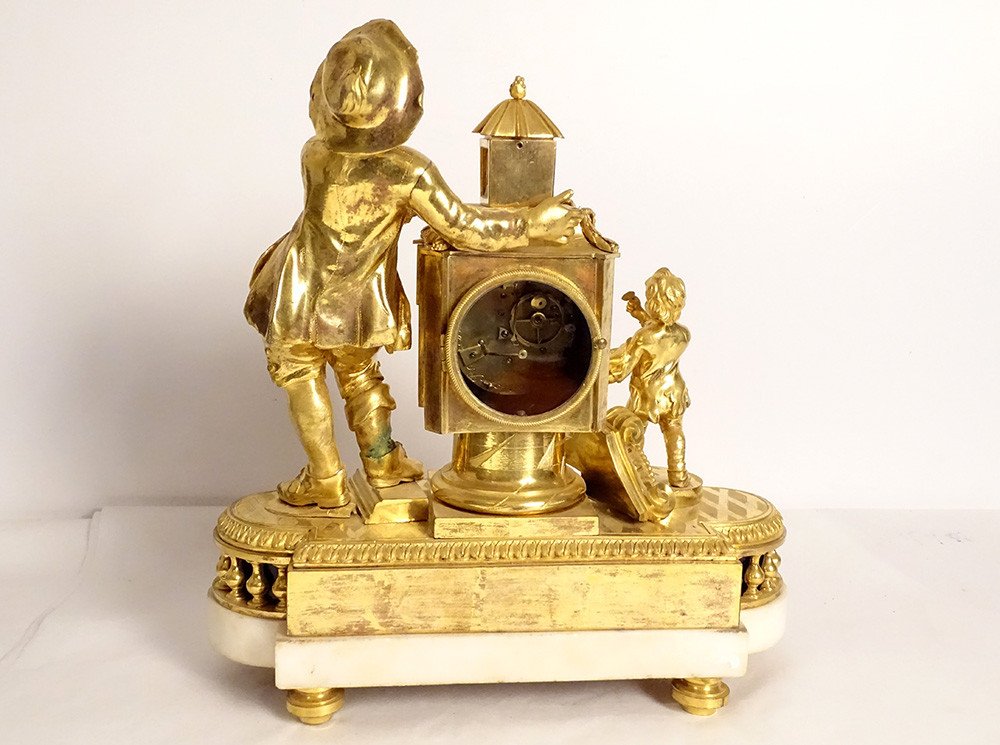 Pendulum Louis XVI Magic Lantern Children Gilt Bronze Marble Roque XVIIIè-photo-7