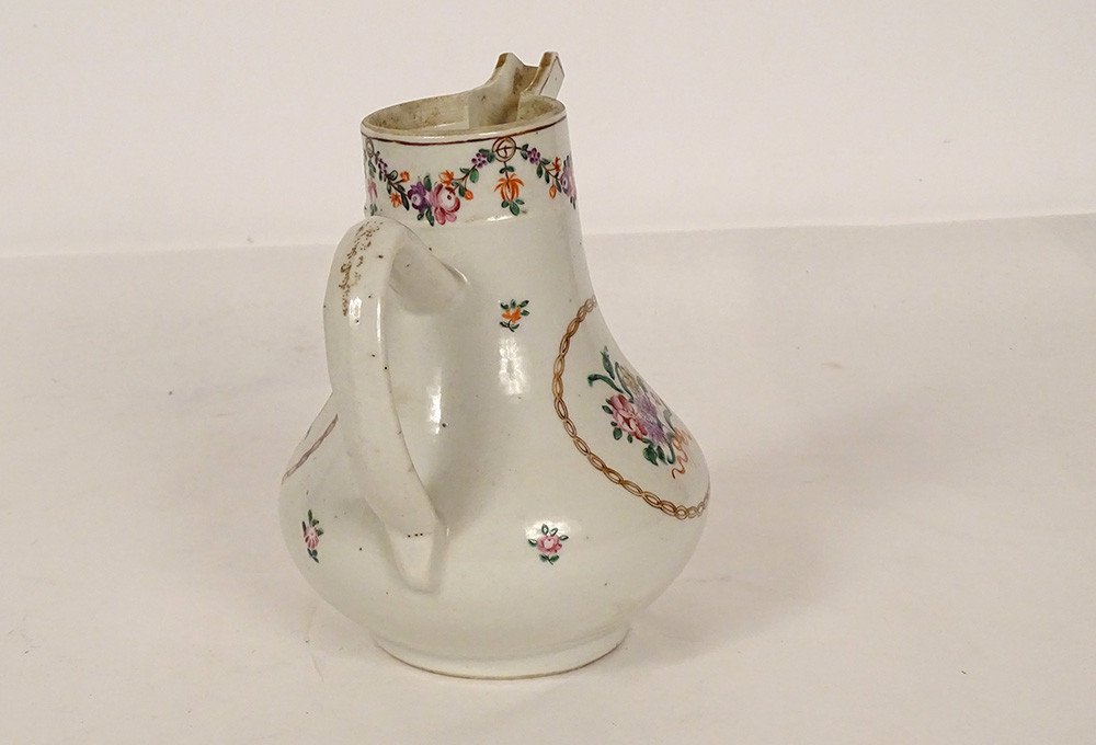 Small Porcelain Jug Compagnie Des Indes Flowers Garlands Eighteenth-photo-4