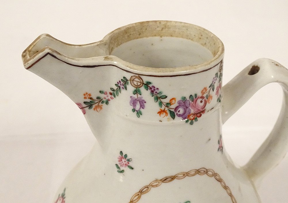 Small Porcelain Jug Compagnie Des Indes Flowers Garlands Eighteenth-photo-4