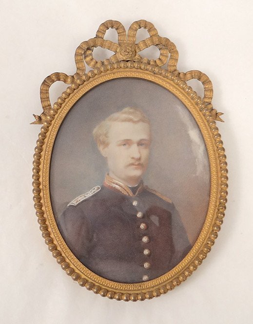 Miniature  Attr. Lallemand Ovale Portrait Jeune Homme Officier XIXème