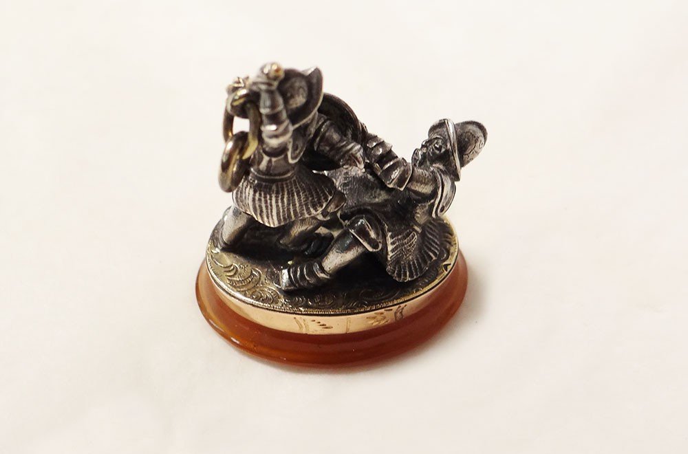 Stamp Seal Miniature Silver Soldiers Agate Châtelaine XIXth Century-photo-2