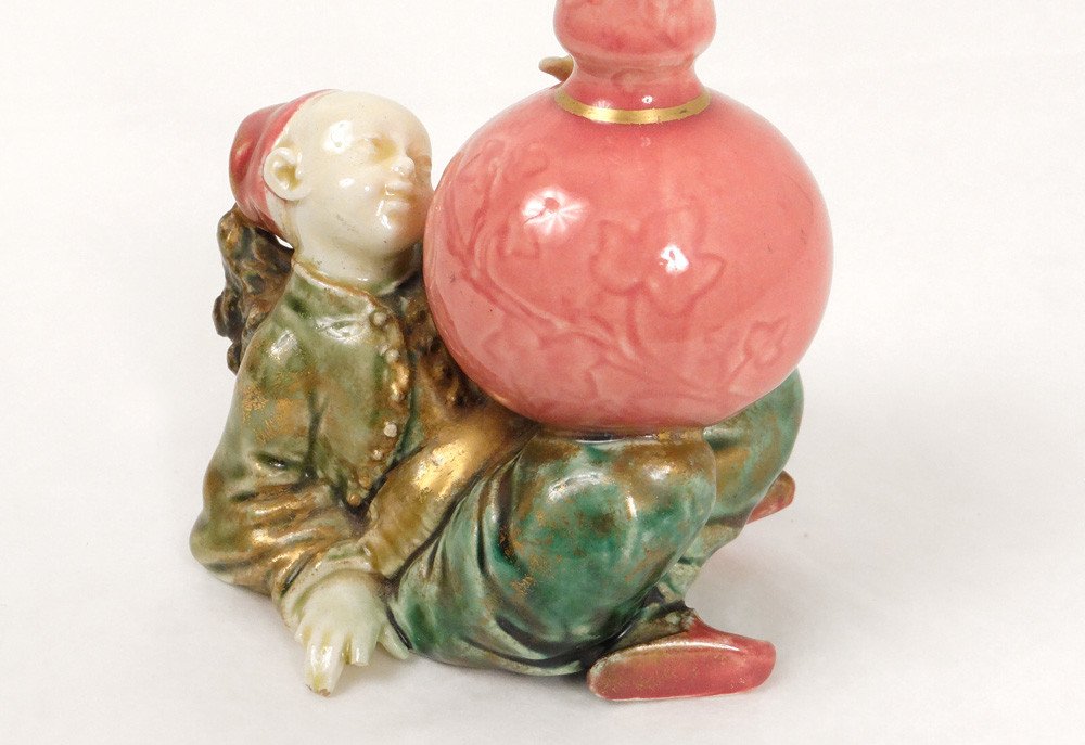 Vase Soliflore Porcelain Choisy-le-roi Hb Boulenger Chinese Child Nineteenth-photo-3