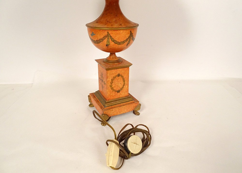 Lampe Bureau Tôle Peinte Balustre Pieds Griffes Italy Italie Vintage XXème-photo-4