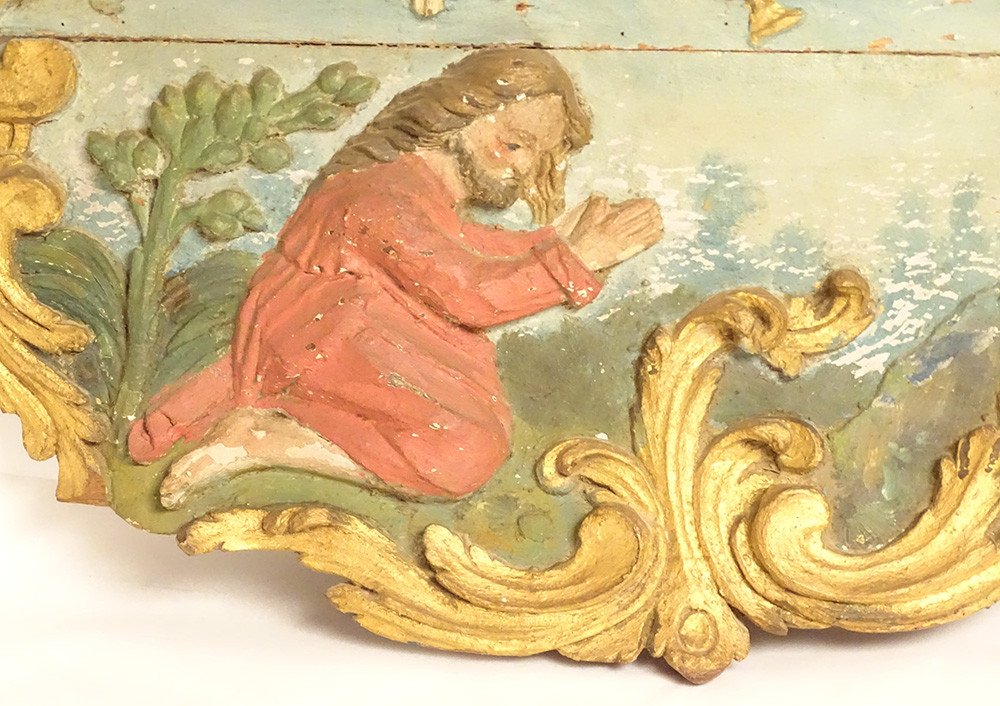 Panel Polychrome Carved Wood Panel Prayer Character Cherub Seventeenth-photo-3