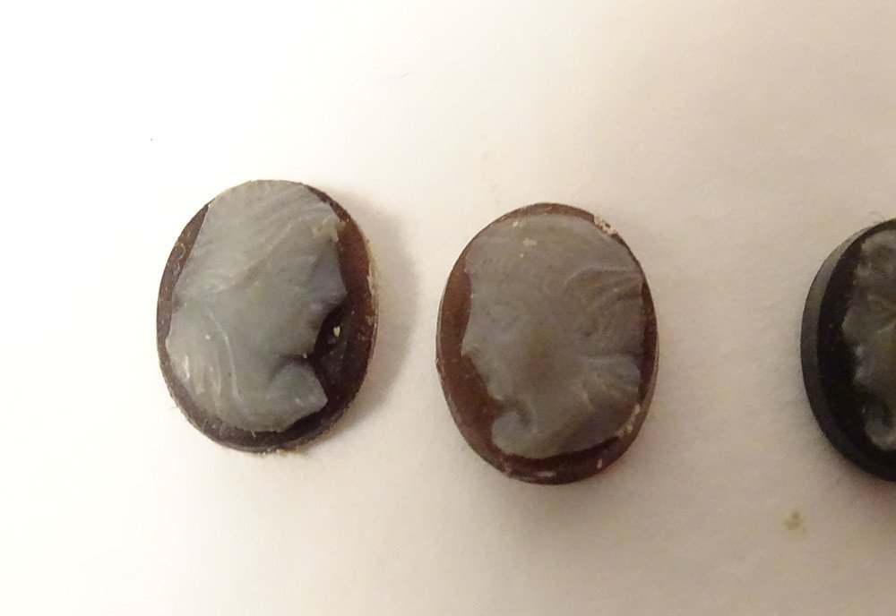 Lot 9 Ancient Cameos Agate Profile Ancient Characters Soldiers Intaglio-photo-4