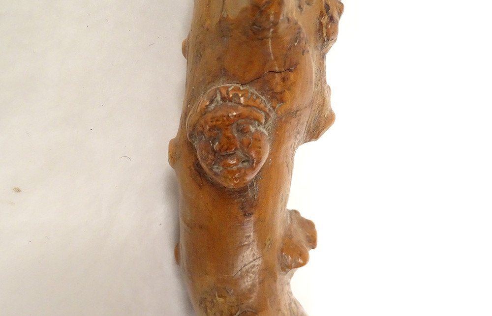 Old Cane Carved Wood Heads Grotesque Characters Nineteenth Folk Art-photo-1