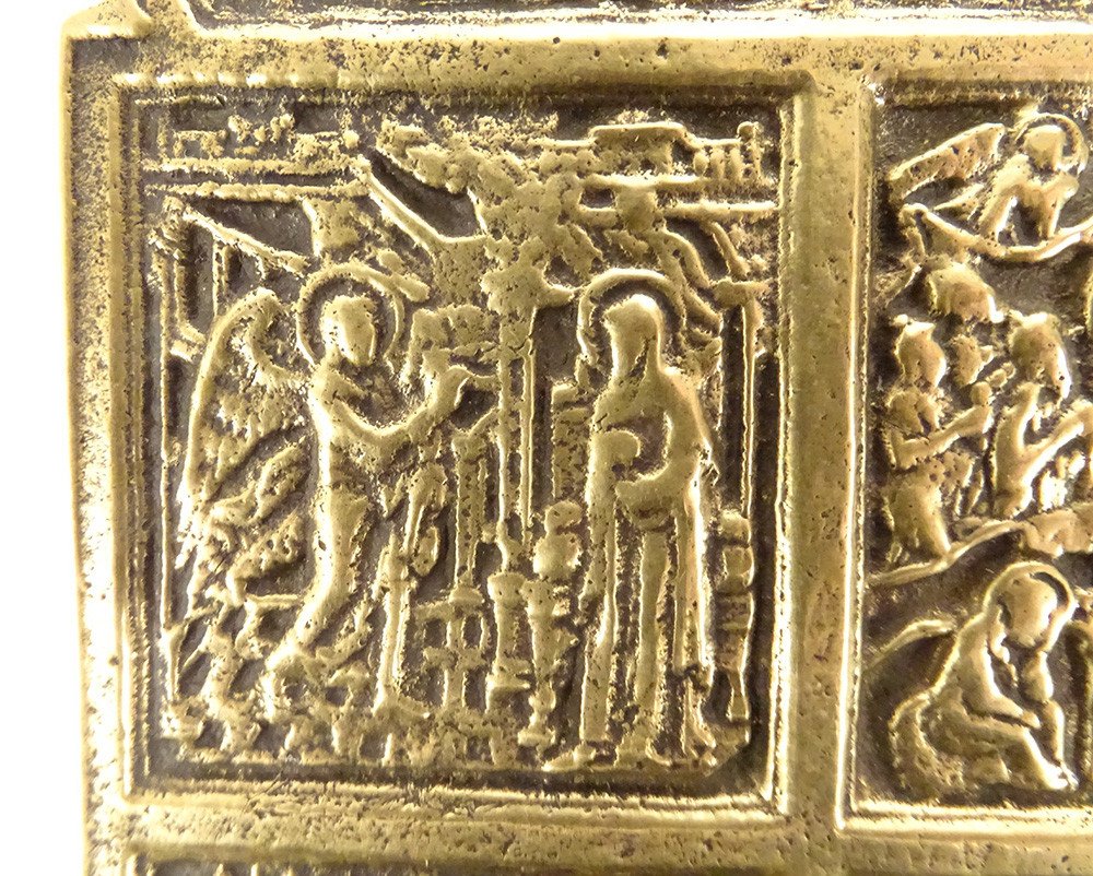 Diptych Russian Orthodox Bronze Travel Icon Life Christ Episodes XVII-photo-4