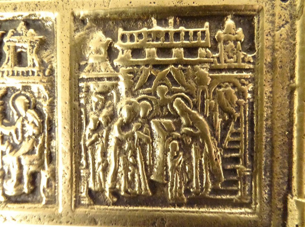 Diptych Russian Orthodox Bronze Travel Icon Life Christ Episodes XVII-photo-2