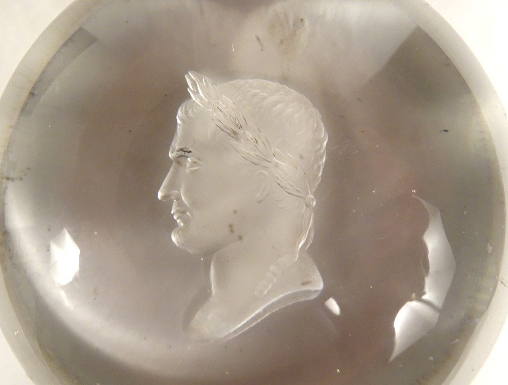 Sulfide Crystal Paperweight Ball Portrait Napoleon I Emperor Nineteenth-photo-2