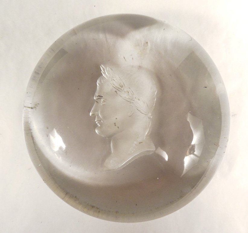 Sulfide Crystal Paperweight Ball Portrait Napoleon I Emperor Nineteenth