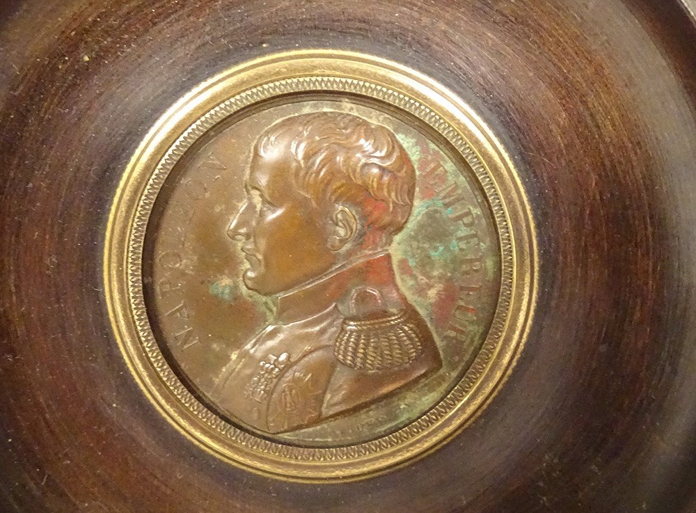 Médaille Bronze Antoine Bovy Portrait Empereur Napoléon Ier Cadre Bois XIXè-photo-4