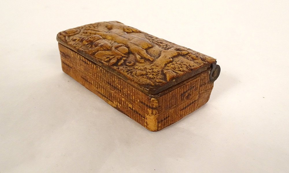 Snuffbox Wooden Box Erotic Scene Zoophile Deer Forest Nineteenth Character-photo-2