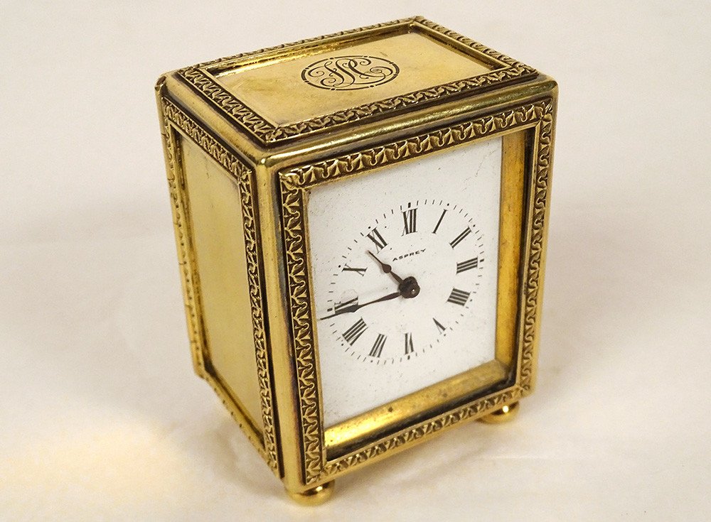 English Silver Vermeil Desk Clock London Asprey London 1909 XXth-photo-2