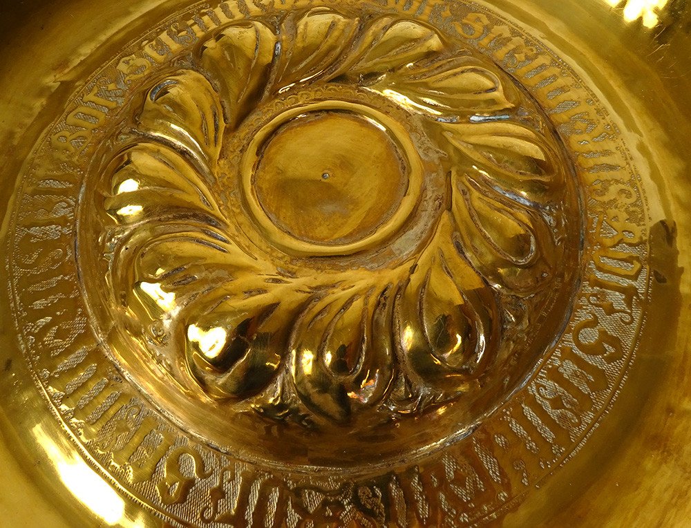 Offerings Dish Gothic Brass Rosette Nuremberg Germany XVIIth-photo-3