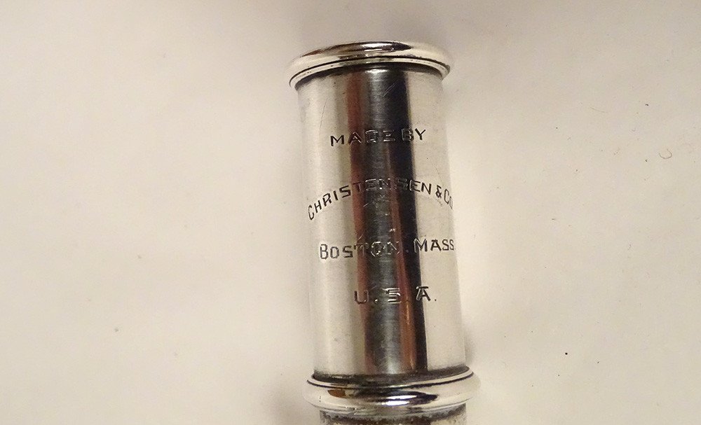 American Metal Transverse Flute Christensen & Co Boston Usa 20th Century Case-photo-2