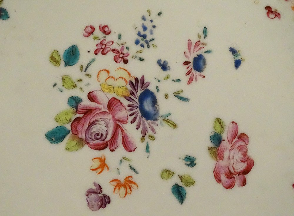 Paire Plats Porcelaine Compagnie Des Indes Famille Rose Fleurs XVIIIème-photo-7