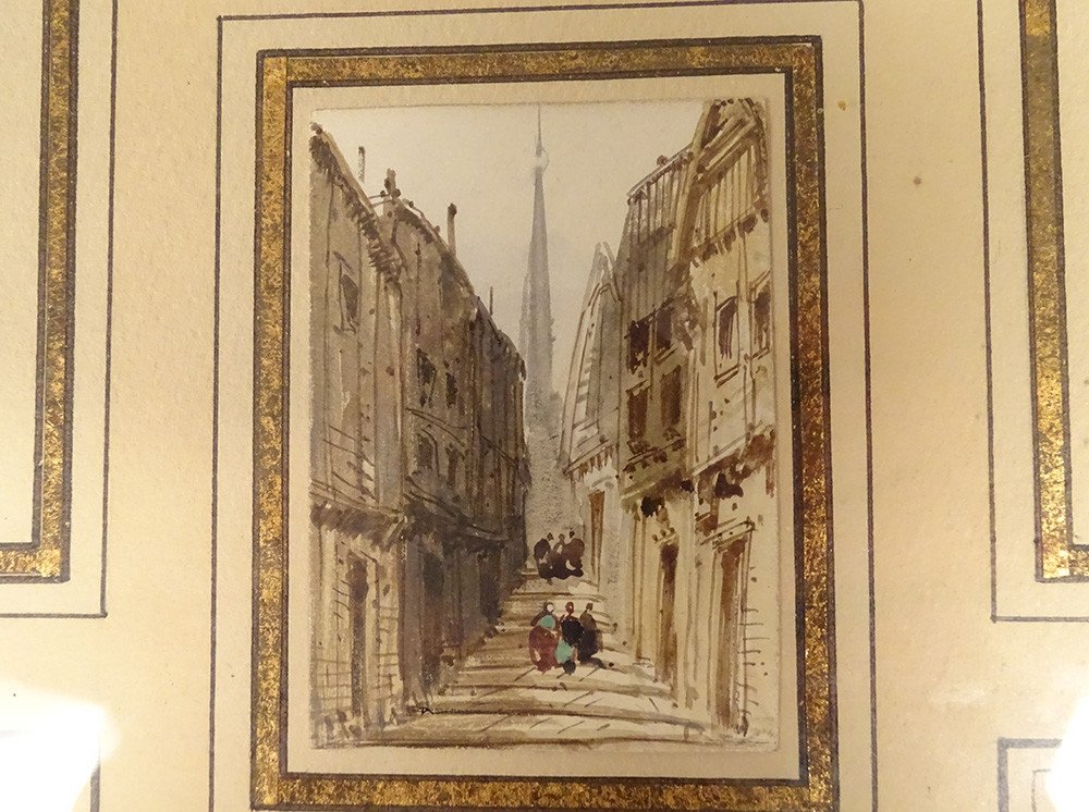 Frame 4 Watercolors Constantine View Cities Cathedral Shepherdess Peddler 19th-photo-2