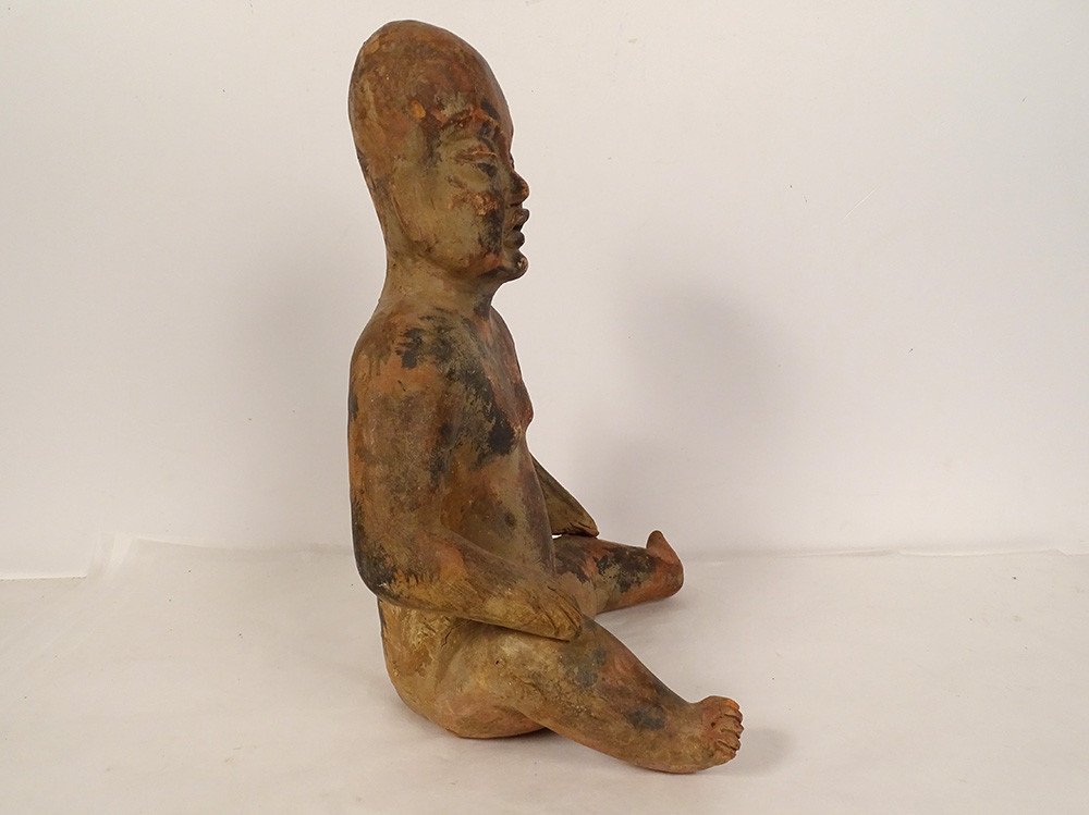 Pre-columbian Sculpture Olmec Character Las Bocas Mexico Terracotta-photo-2