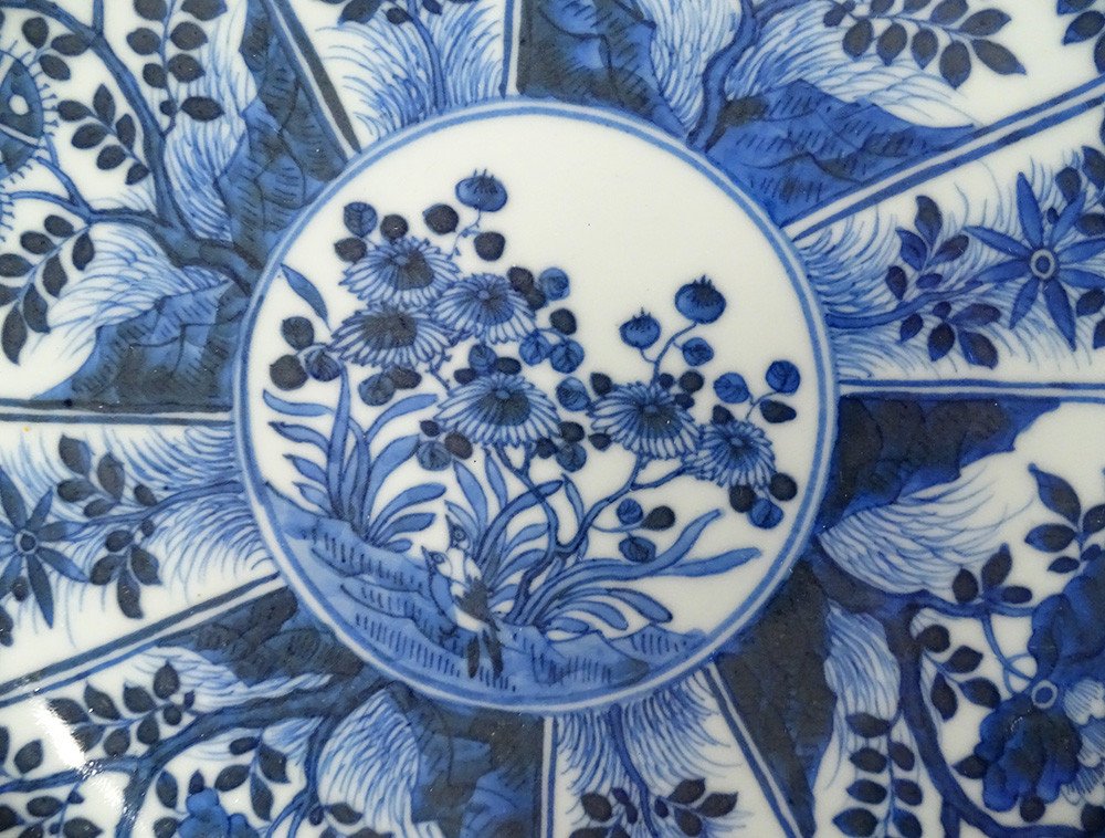 Paire Plats Porcelaine Chinoise Blanc-bleu Fleurs Pour Vietnam Kangxi 18è-photo-3