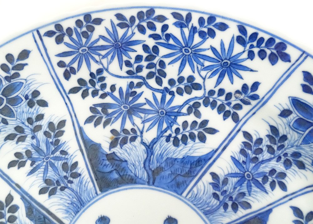 Paire Plats Porcelaine Chinoise Blanc-bleu Fleurs Pour Vietnam Kangxi 18è-photo-4