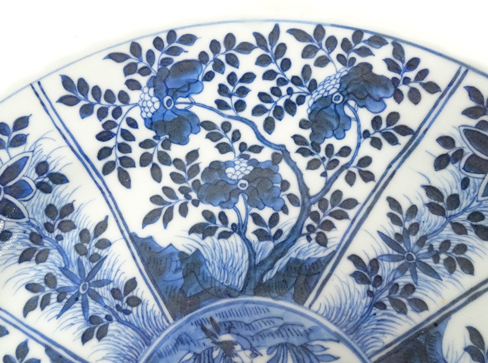 Paire Plats Porcelaine Chinoise Blanc-bleu Fleurs Pour Vietnam Kangxi 18è-photo-2