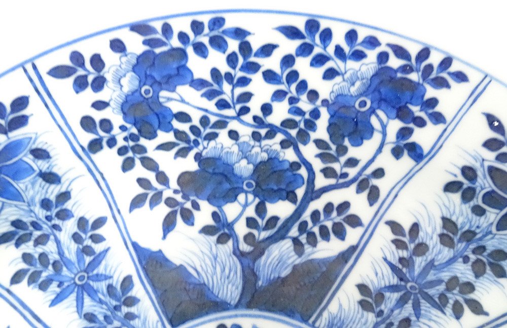 Paire Plats Porcelaine Chinoise Blanc-bleu Fleurs Pour Vietnam Kangxi 18è-photo-3