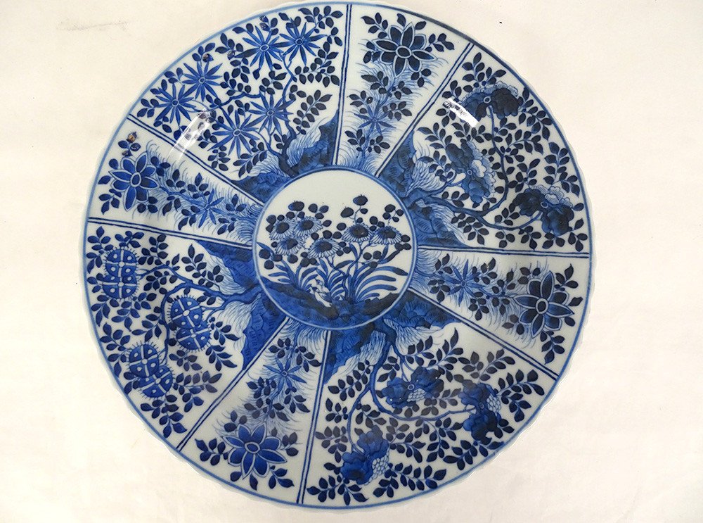 Paire Plats Porcelaine Chinoise Blanc-bleu Fleurs Pour Vietnam Kangxi 18è-photo-7