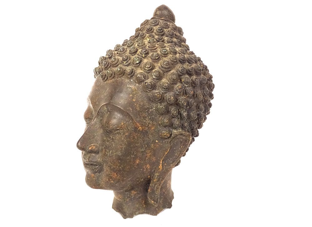 Bronze Sculpture Buddhist Statue Buddha Head Thailand XVIIth XVIIIth-photo-4