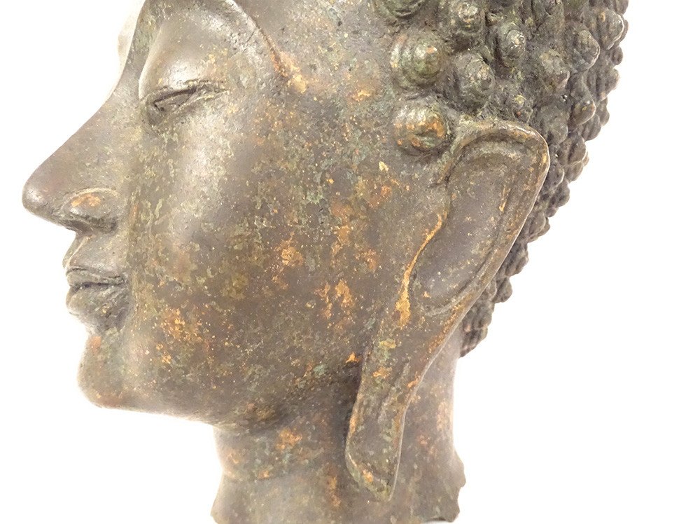 Bronze Sculpture Buddhist Statue Buddha Head Thailand XVIIth XVIIIth-photo-1