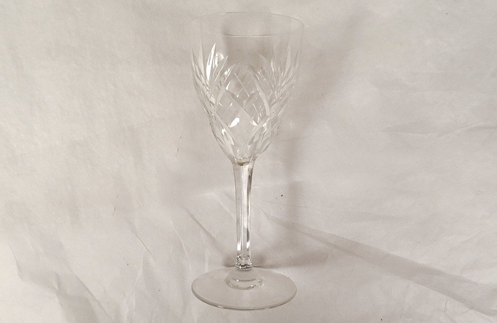 28 Glasses Water Wine Flutes Champagne Crystal Saint-louis Model Chantilly 20th-photo-1