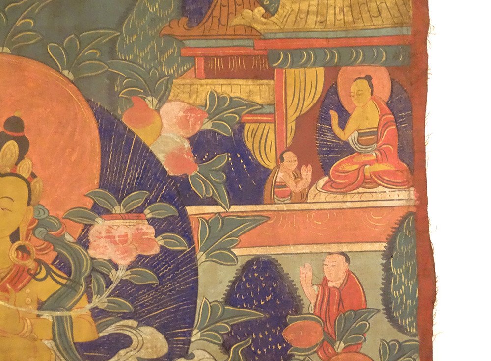 Thangka Tibétain Peinture Bouddhiste Bodhisattva Manjushri Tibet XXème-photo-4