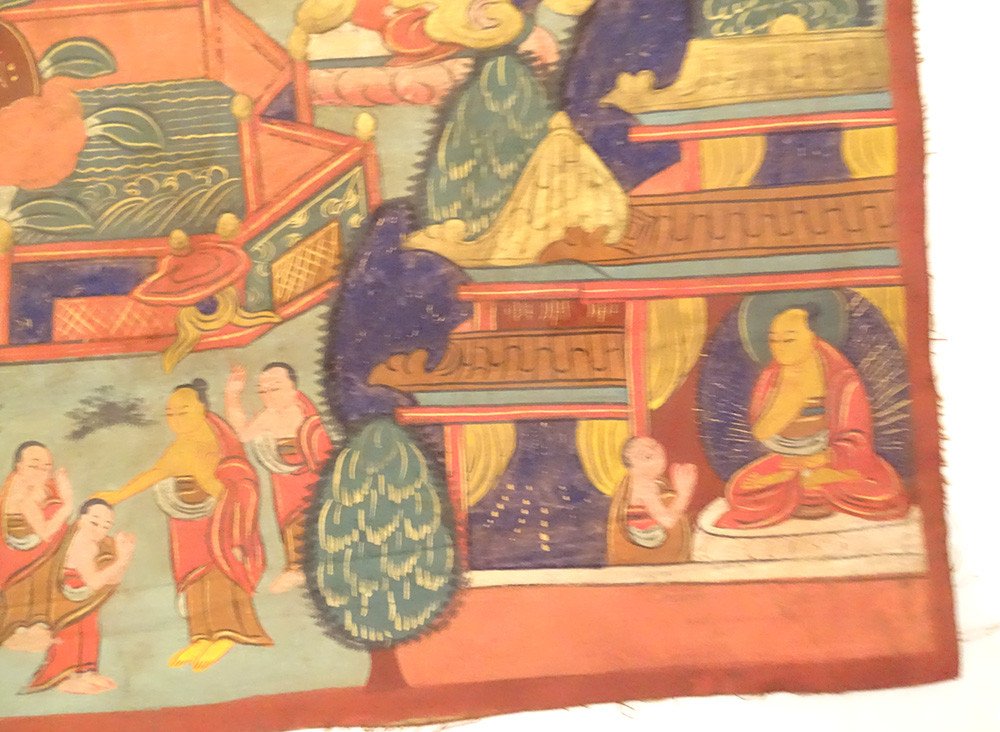 Thangka Tibétain Peinture Bouddhiste Bodhisattva Manjushri Tibet XXème-photo-2