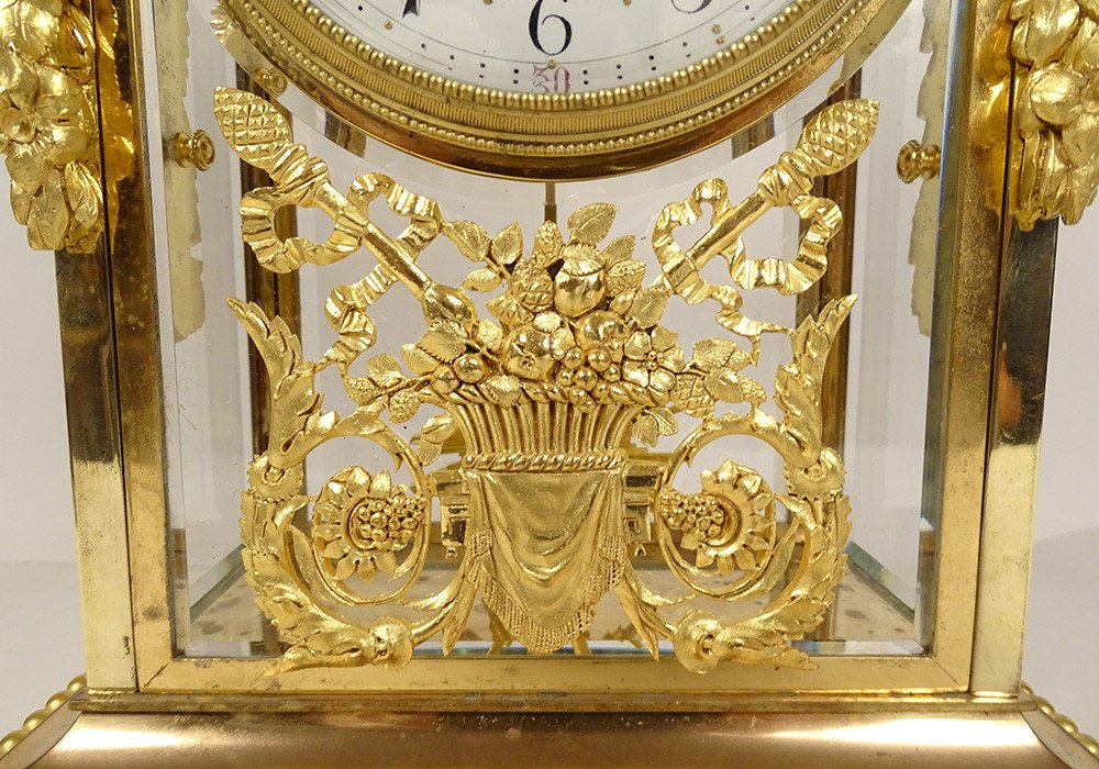 Louis XVI Cage Clock White Marble Gilt Bronze Napoleon III Cup 19th-photo-3