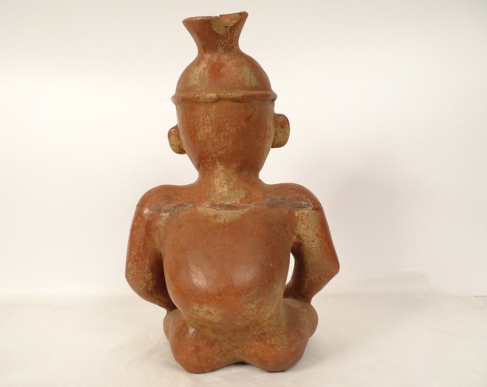 Statuette Pre-columbian Sculpture Colima Mexico Seated Hunchback Character-photo-5