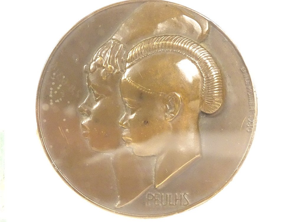 2 Bronze Medals Woman Kassonké Couple Peulhs Africa Engraver Monier 1930-photo-1