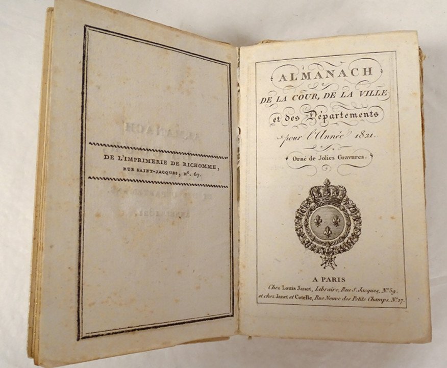 Almanach de La Cour Ville Départements Année 1821 Paris Janet Cotelle XIXè