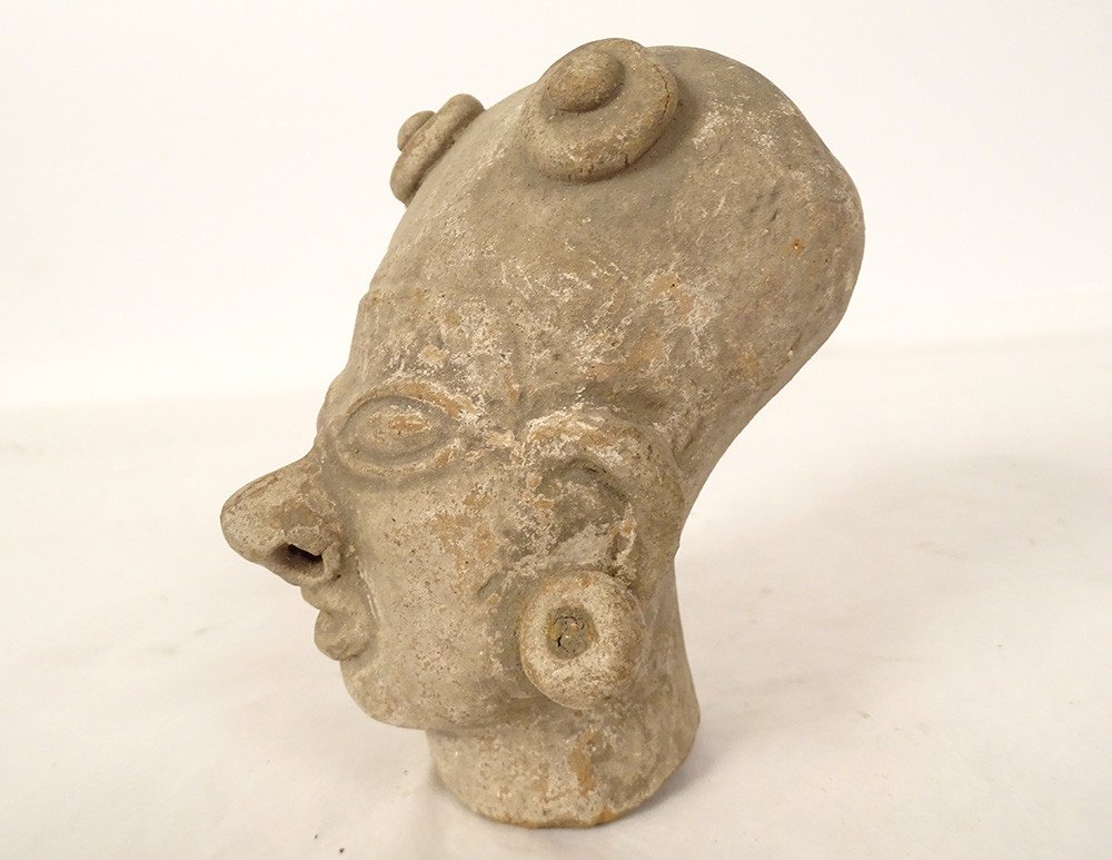 Fragment Pre-columbian Statuette Man Head Jama Coaque Tumaco La Tolita-photo-2