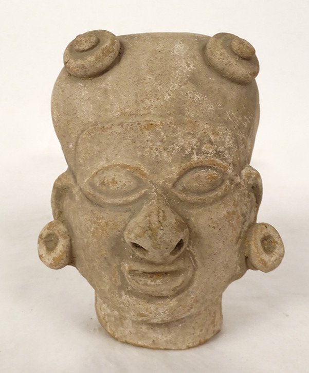 Fragment Pre-columbian Statuette Man Head Jama Coaque Tumaco La Tolita