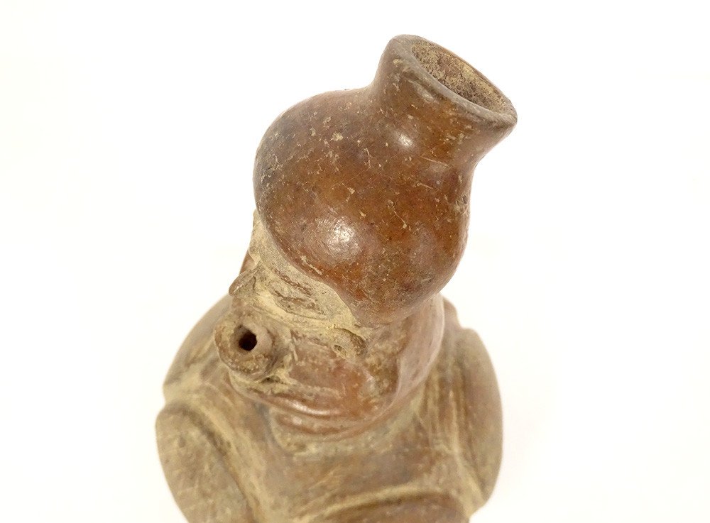 Pre-columbian Singer Vase Flute Player Chorrera Ecuador Terracotta-photo-4