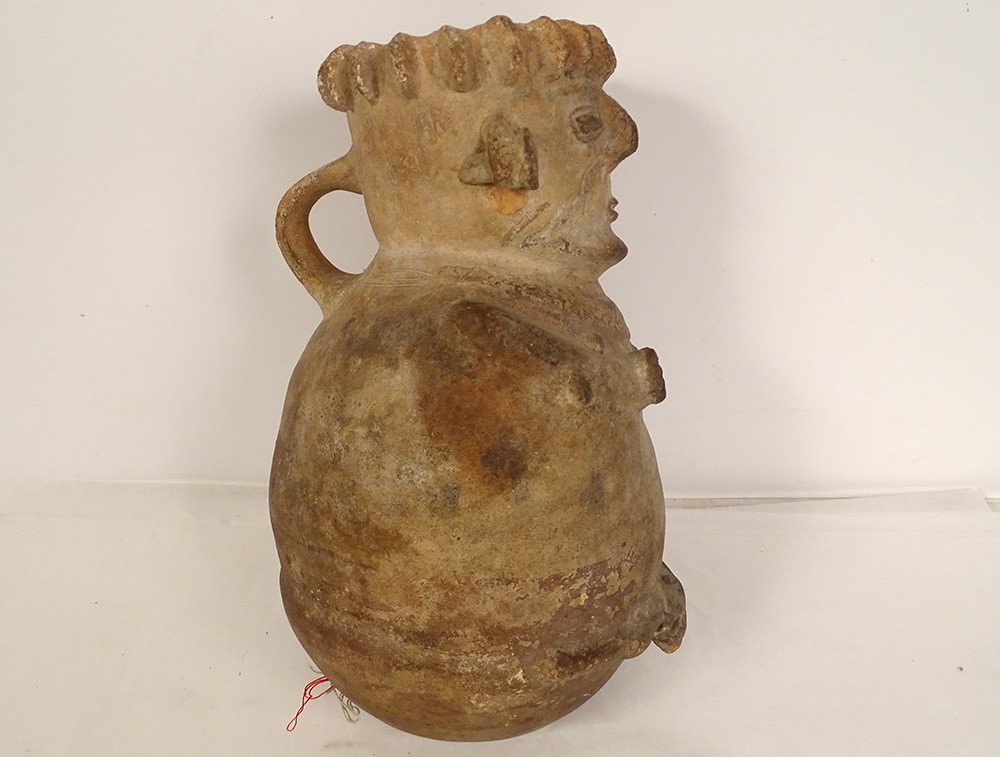 Large Vase Pre-columbian Anthropomorphic Sculpture Chancay Peru Terracotta-photo-2