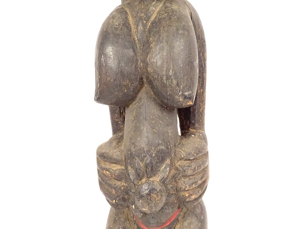 Statuette Africaine Fertilité Bois Sculpté Femme Sénoufo Côte d'Ivoire XXè-photo-3