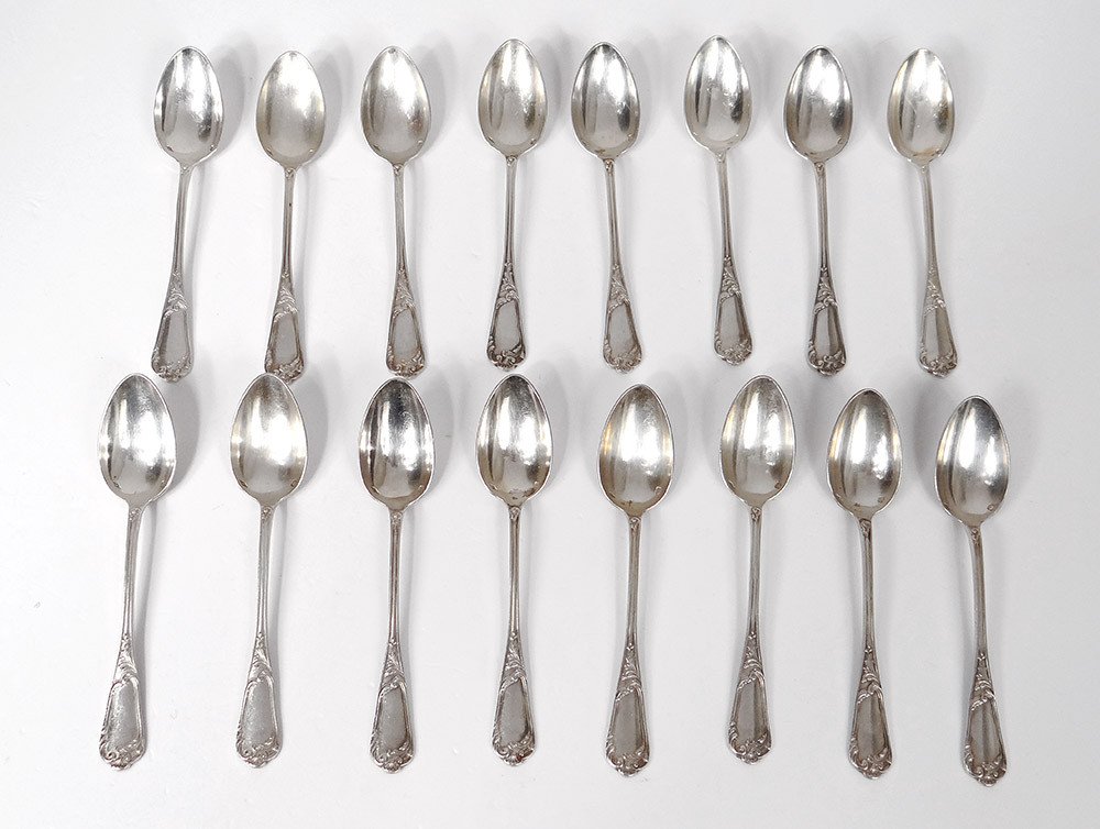 16 Teaspoons Sterling Silver Minerva Goldsmith Cailar Bayard 436gr 20th