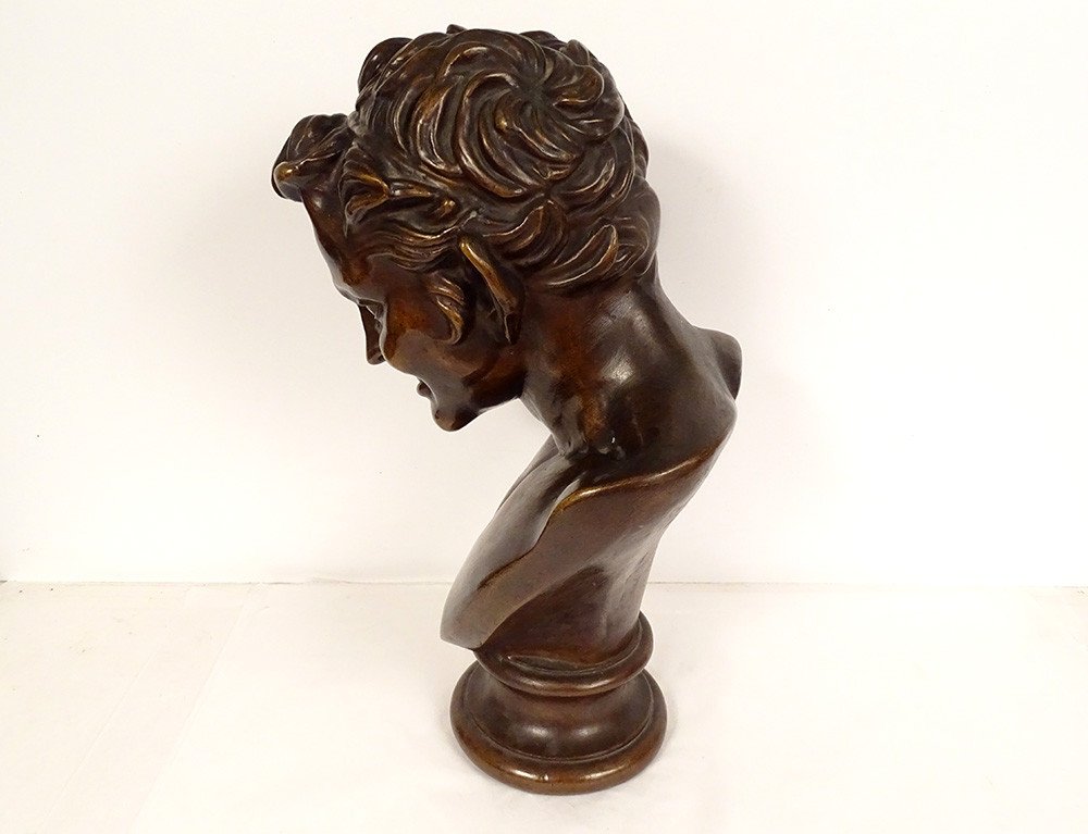 Bronze Bust Sculpture Satyr Faun From Vienna Foundry Chapal Auray 20th-photo-3