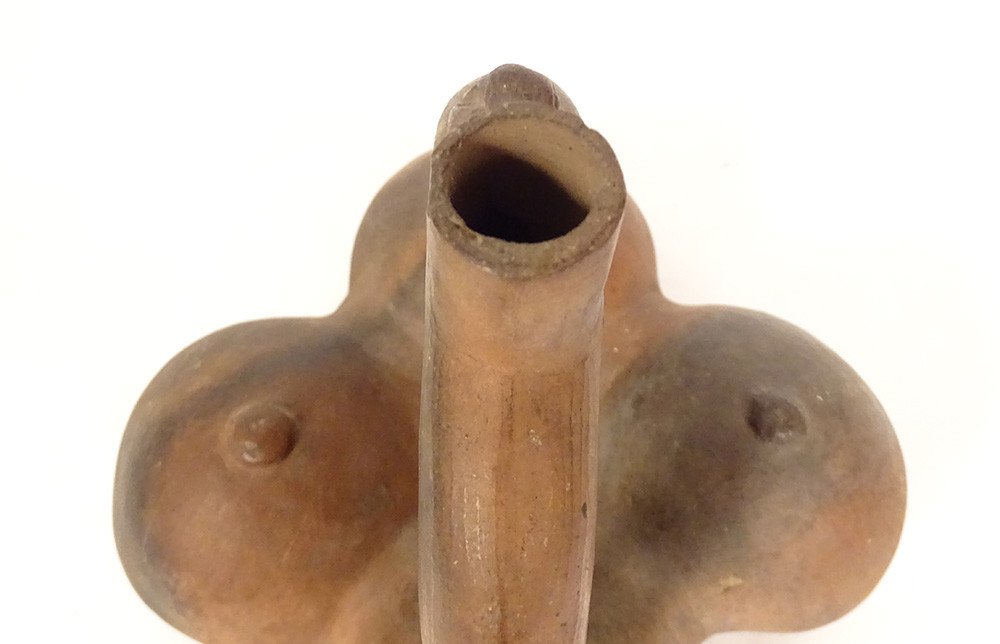 Whistling Vase 4 Feet Pre-columbian Terracotta Lambayeque Peru Bird-photo-1