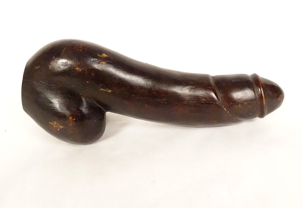 Erotic Carved Wood Dildo Sculpture Erotica Late 19th Century-photo-2