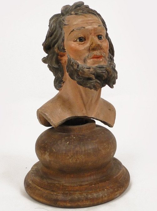 Neapolitan Santon In Terracotta Bust Of Man 18th Century