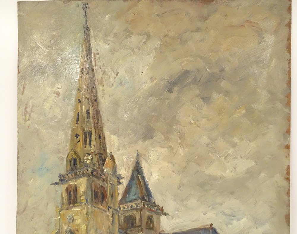 Hsp Robert Leparmentier View Of Saint-tugdual Cathedral Tréguier Brittany 20th Century-photo-3