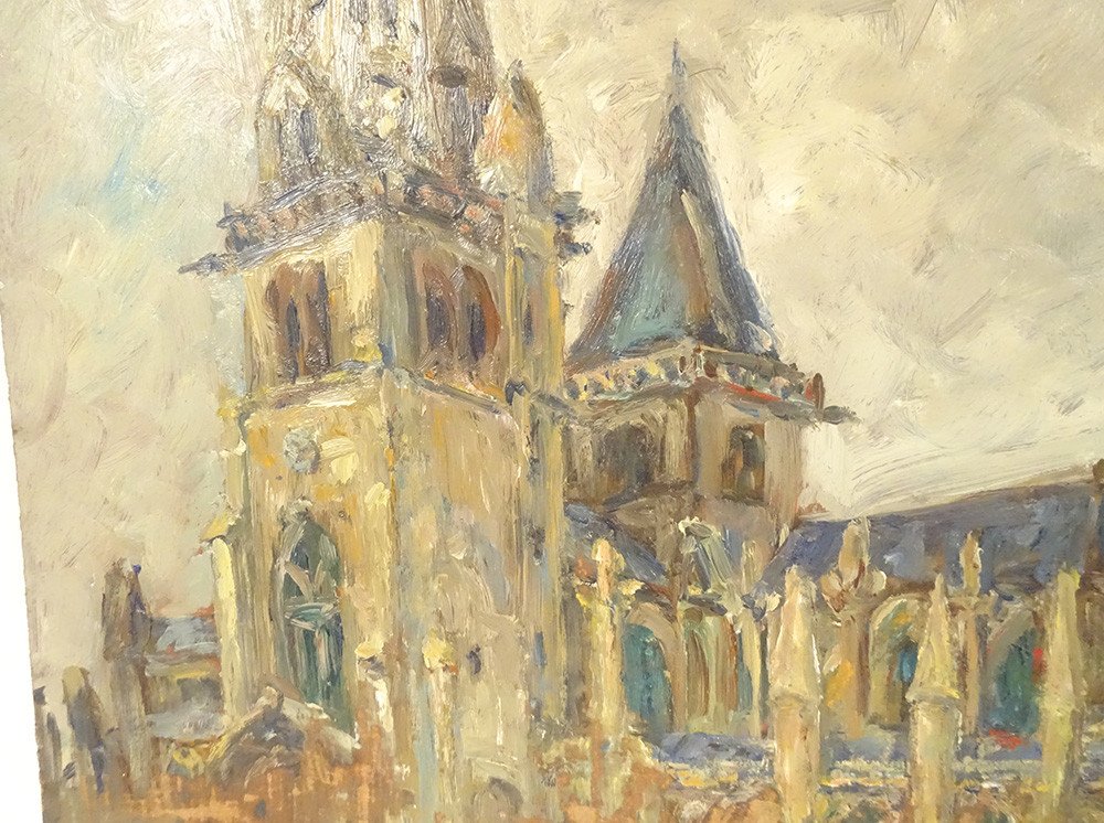 Hsp Robert Leparmentier View Of Saint-tugdual Cathedral Tréguier Brittany 20th Century-photo-4