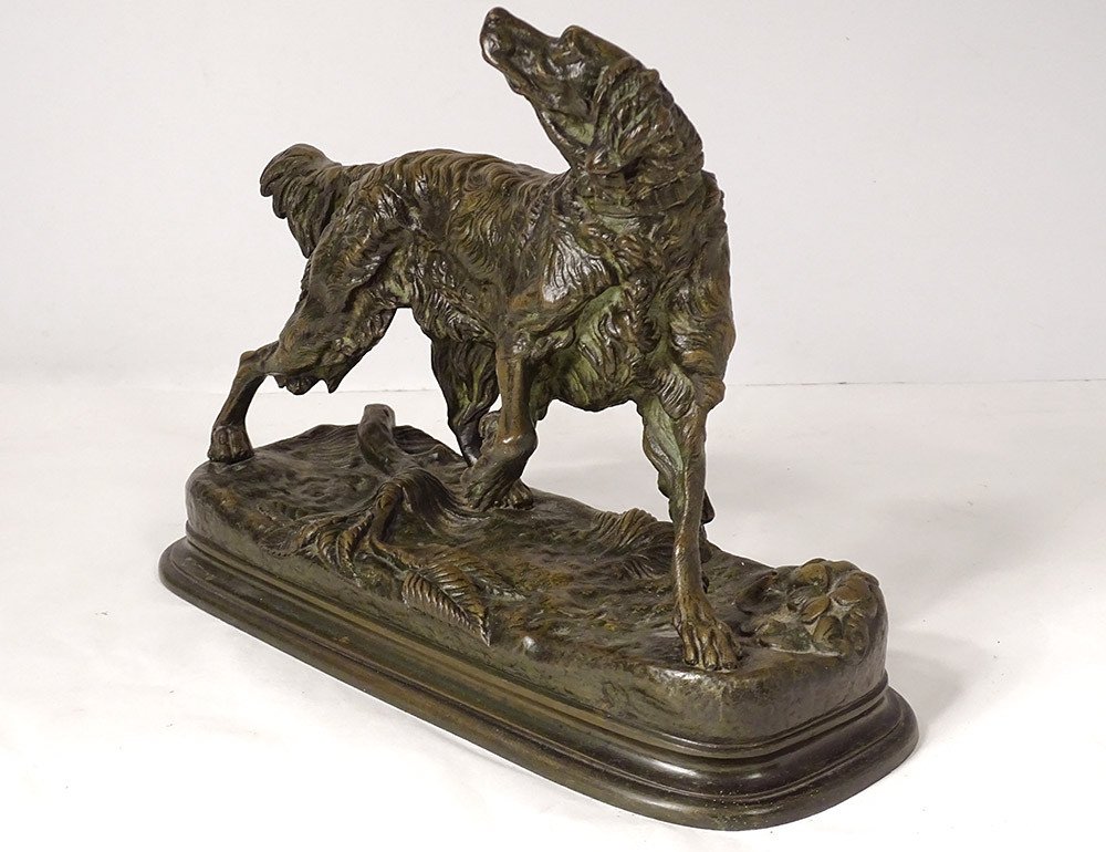 Sculpture Bronze Jules Moigniez Chien Chasse Arrêt épagneul XIXème Siècle-photo-4